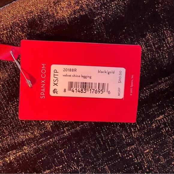 Spanx XS Velvet Shine Leggings black/gold SUPER Soft and top quality NWT - Picture 6 of 16